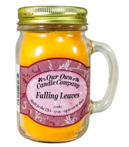 our own candle company, falling leaves scented mason jar candle, 100 hour burn time, 13 ounces