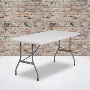 Flash Furniture Kathryn 5-Foot Granite White Plastic Folding Table