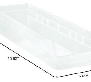 Quantum Storage Systems QSB106CL 8-Pack 4" Hanging Plastic Shelf Bin Storage Containers, 23-5/8" x 6-5/8" x 4" , Clear