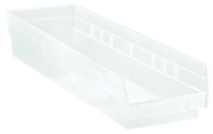 quantum storage systems qsb106cl 8-pack 4" hanging plastic shelf bin storage containers, 23-5/8" x 6-5/8" x 4" , clear