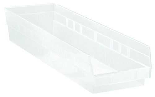 Quantum Storage Systems QSB106CL 8-Pack 4" Hanging Plastic Shelf Bin Storage Containers, 23-5/8" x 6-5/8" x 4" , Clear