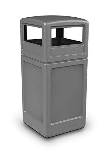 DCI Marketing Commercial Zone Products 73290399 42-Gallon Square Waste Container with Dome Lid Gray