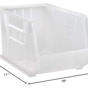 QUANTUM STORAGE SYSTEMS Ultra QUS260CL Solid Part Organizer Clear Bins 18" L x 11" W x 10" H 4 Pack