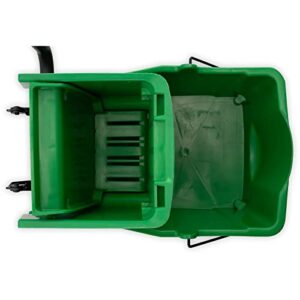 Carlisle FoodService Products Mop Bucket with Side-Press Wringer for Floor Cleaning, Restaurants, Offices, And Janitorial Use, Polyproylene, 26 Quarts, Green