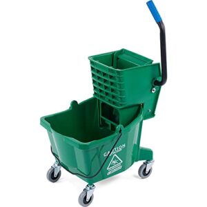 carlisle foodservice products mop bucket with side-press wringer for floor cleaning, restaurants, offices, and janitorial use, polyproylene, 26 quarts, green