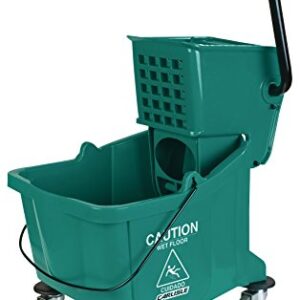 Carlisle FoodService Products Mop Bucket with Side-Press Wringer for Floor Cleaning, Restaurants, Offices, And Janitorial Use, Polyproylene, 26 Quarts, Green