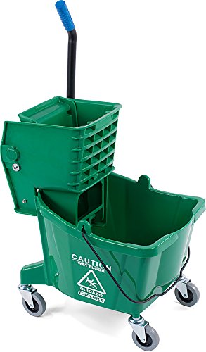 Carlisle FoodService Products Mop Bucket with Side-Press Wringer for Floor Cleaning, Restaurants, Offices, And Janitorial Use, Polyproylene, 26 Quarts, Green