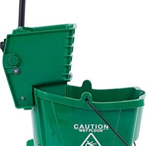 Carlisle FoodService Products Mop Bucket with Side-Press Wringer for Floor Cleaning, Restaurants, Offices, And Janitorial Use, Polyproylene, 26 Quarts, Green