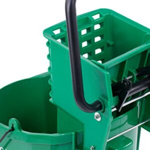 Carlisle FoodService Products Mop Bucket with Side-Press Wringer for Floor Cleaning, Restaurants, Offices, And Janitorial Use, Polyproylene, 26 Quarts, Green