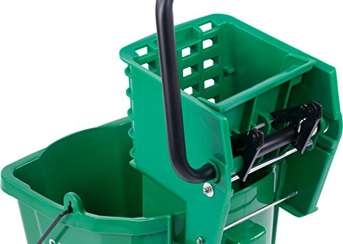 Carlisle FoodService Products Mop Bucket with Side-Press Wringer for Floor Cleaning, Restaurants, Offices, And Janitorial Use, Polyproylene, 26 Quarts, Green