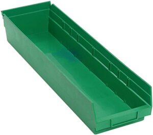 quantum storage systems qsb106gn 8-pack 4" hanging plastic shelf bin storage containers, 23-5/8" x 6-5/8" x 4" , green