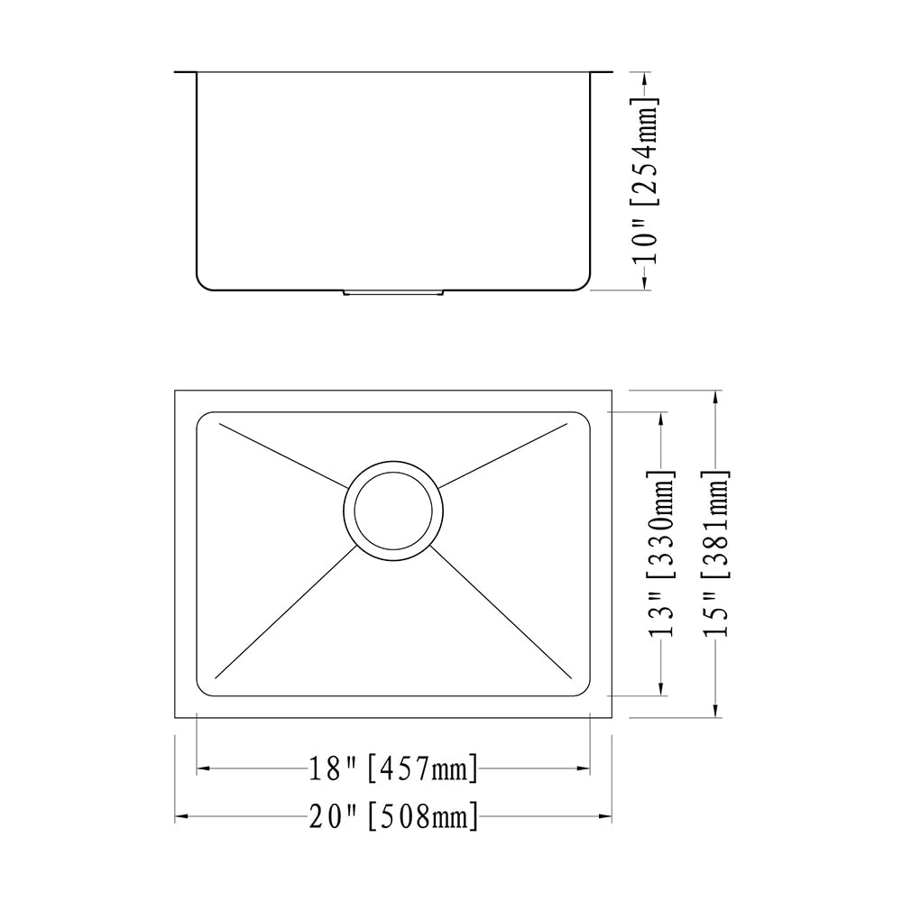 Dowell 10" Deep Undermount Single Bowl 20x15 Stainless Steel Kitchen Sink (16 Gauge, 6008 2015)