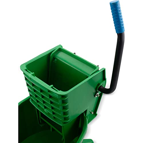 Carlisle FoodService Products Mop Bucket with Side-Press Wringer for Floor Cleaning, Restaurants, Offices, And Janitorial Use, Polyproylene, 26 Quarts, Green