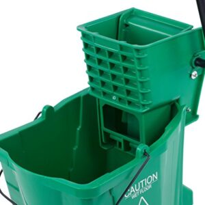 Carlisle FoodService Products Mop Bucket with Side-Press Wringer for Floor Cleaning, Restaurants, Offices, And Janitorial Use, Polyproylene, 26 Quarts, Green