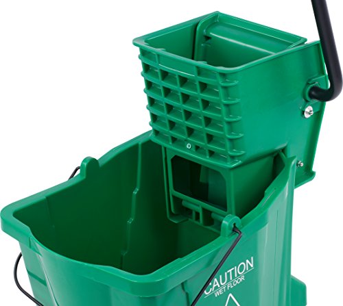 Carlisle FoodService Products Mop Bucket with Side-Press Wringer for Floor Cleaning, Restaurants, Offices, And Janitorial Use, Polyproylene, 26 Quarts, Green