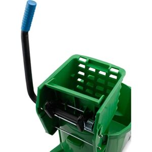 Carlisle FoodService Products Mop Bucket with Side-Press Wringer for Floor Cleaning, Restaurants, Offices, And Janitorial Use, Polyproylene, 26 Quarts, Green