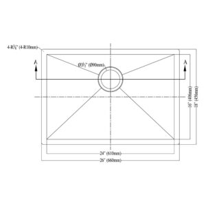 Dawn DSQ241609 Undermount Single Bowl Square Sink, Polished Satin