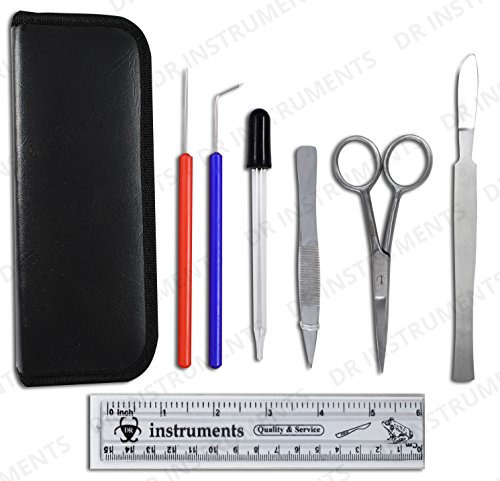 DR Instruments 65ZP Zippy Dissection Kit, Grade: 9 to 12, Stainless Steel Precision Ground Scissors and Super Sharp Scalpel (8 PC Kit), Concise Zippered Case