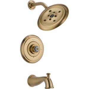 delta faucet t14497-czlhp cassidy 14 series bathtub & shower trim without handle, champagne bronze