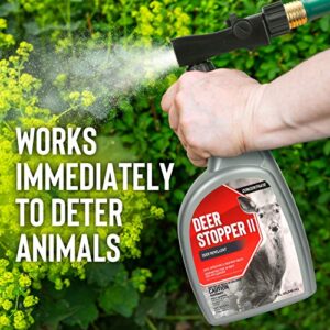 Deer Stopper II, Liquid Animal Stopper Repellent, All Natural, Effective All Year Round, Safe for People and Pets, No Harsh Chemicals, Ready to Use, Deer & Elk Repellent - 32 oz. Hose End