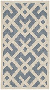 safavieh courtyard collection 2' x 3'7" blue / bone cy6915 indoor/ outdoor waterproof easy-cleaning patio backyard mudroom accent-rug