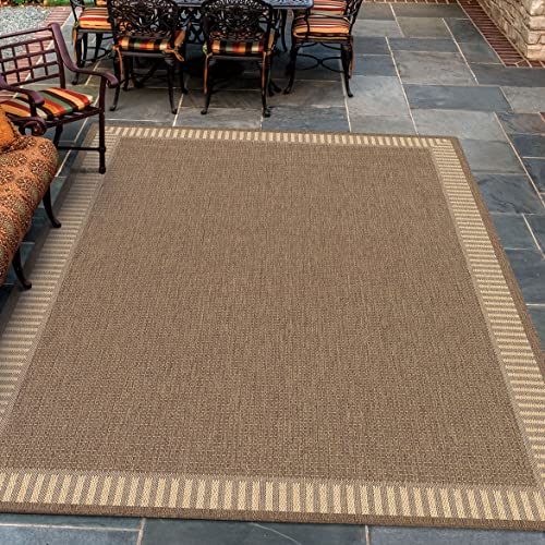 Couristan Recife 1681/1500 Wicker Rug, 5-Feet 3-Inch by 7-Feet 6-Inch, Stitch/Cocoa/Natural