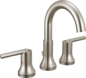 delta faucet trinsic widespread bathroom faucet brushed nickel, bathroom faucet 3 hole, diamond seal technology, metal drain assembly, stainless 3559-ssmpu-dst