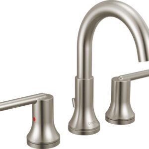 Delta Faucet Trinsic Widespread Bathroom Faucet Brushed Nickel, Bathroom Faucet 3 Hole, Diamond Seal Technology, Metal Drain Assembly, Stainless 3559-SSMPU-DST