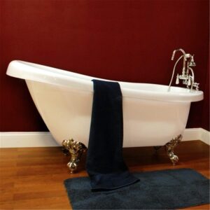 cambridge plumbing acrylic slipper bathtub 61" x 28" with no faucet drillings and oil rubbed bronze feet