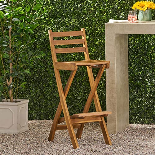 Christopher Knight Home Atlantic Outdoor Foldable Wood Barstool, 31", Natural Wood