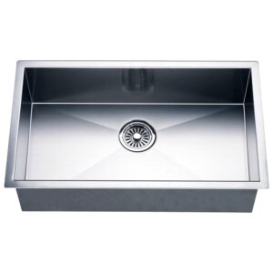 dawn dsq241609 undermount single bowl square sink, polished satin