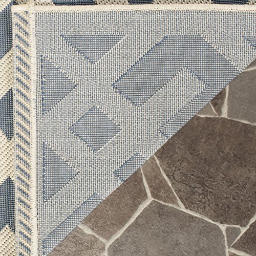 SAFAVIEH Courtyard Collection 2' x 3'7" Blue / Bone CY6915 Indoor/ Outdoor Waterproof Easy-Cleaning Patio Backyard Mudroom Accent-Rug