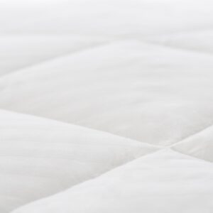 MALOUF SLEEP TITE Quilted Mattress Pad with Soft Down Alternative Fill-Hypoallergenic, Queen, White