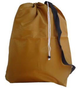 laundry bag with strap, drawstring, lock closure, color: gold, medium size: 24x36