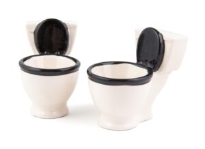 bigmouth inc. toilet shot glasses, set of 2, funny gag gift and white elephant gift, potty mouth humor