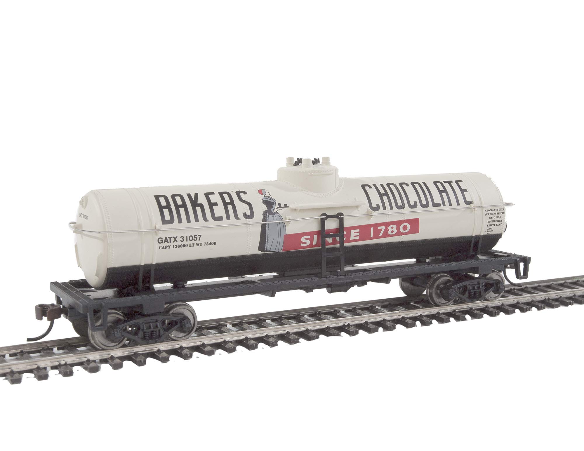 Walthers Trainline HO Scale Model 40' Tank Car - Baker's Chocolate GATX 31057