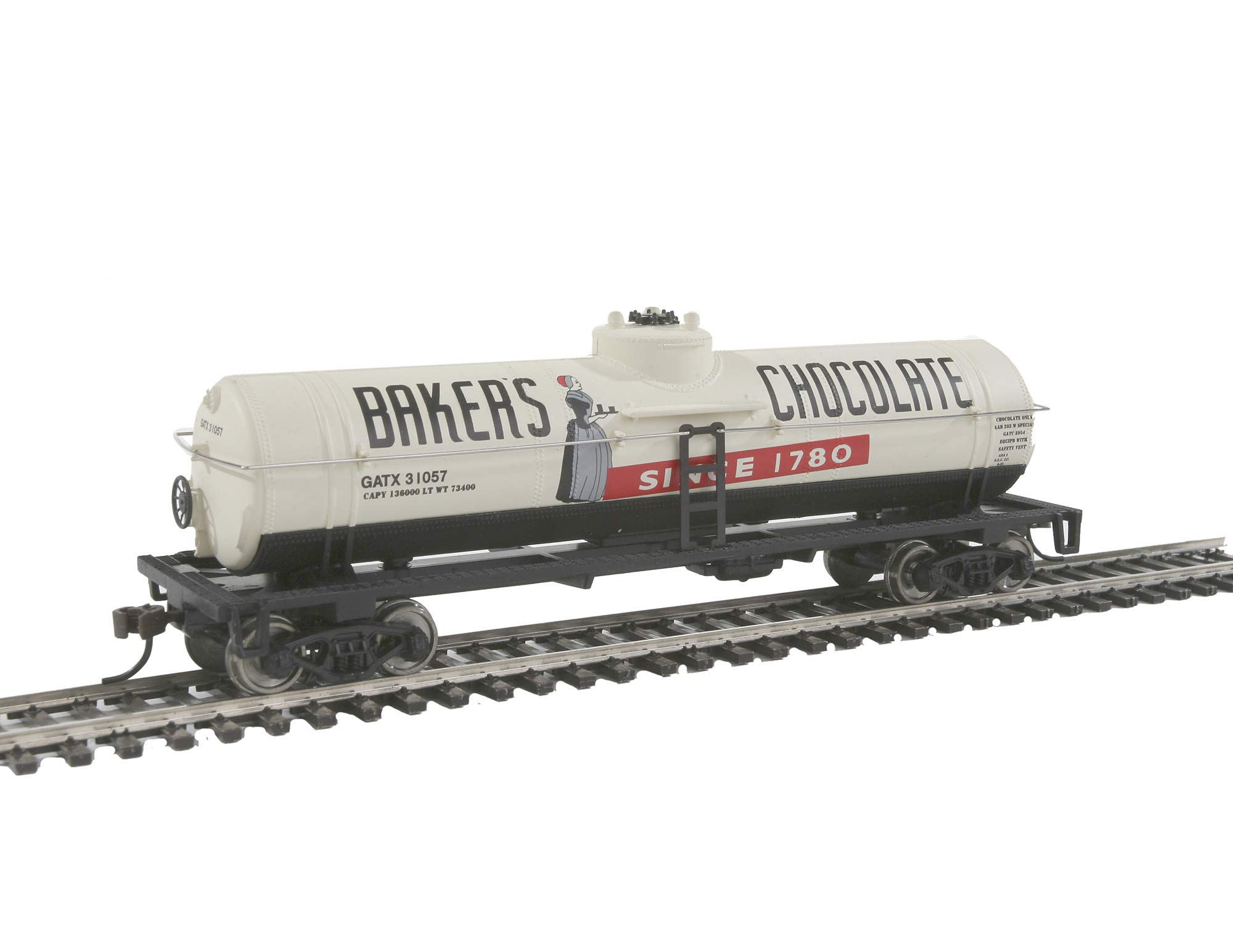 Walthers Trainline HO Scale Model 40' Tank Car - Baker's Chocolate GATX 31057