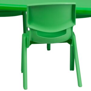 Flash Furniture Emmy 24''W x 48''L Rectangular Green Plastic Height Adjustable Activity Table Set with 4 Chairs