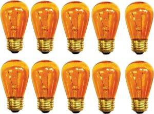 string light company s1411wa amber s14 light bulb with e26 base, 11-watt (pack of 12)