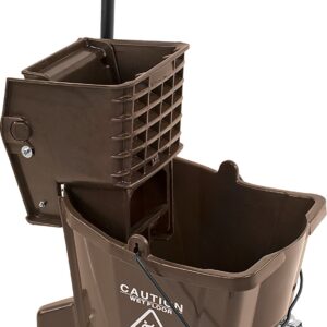 Carlisle FoodService Products Mop Bucket with Side-Press Wringer for Floor Cleaning, Restaurants, Offices, And Janitorial Use, Polyproylene, 26 Quarts, Brown