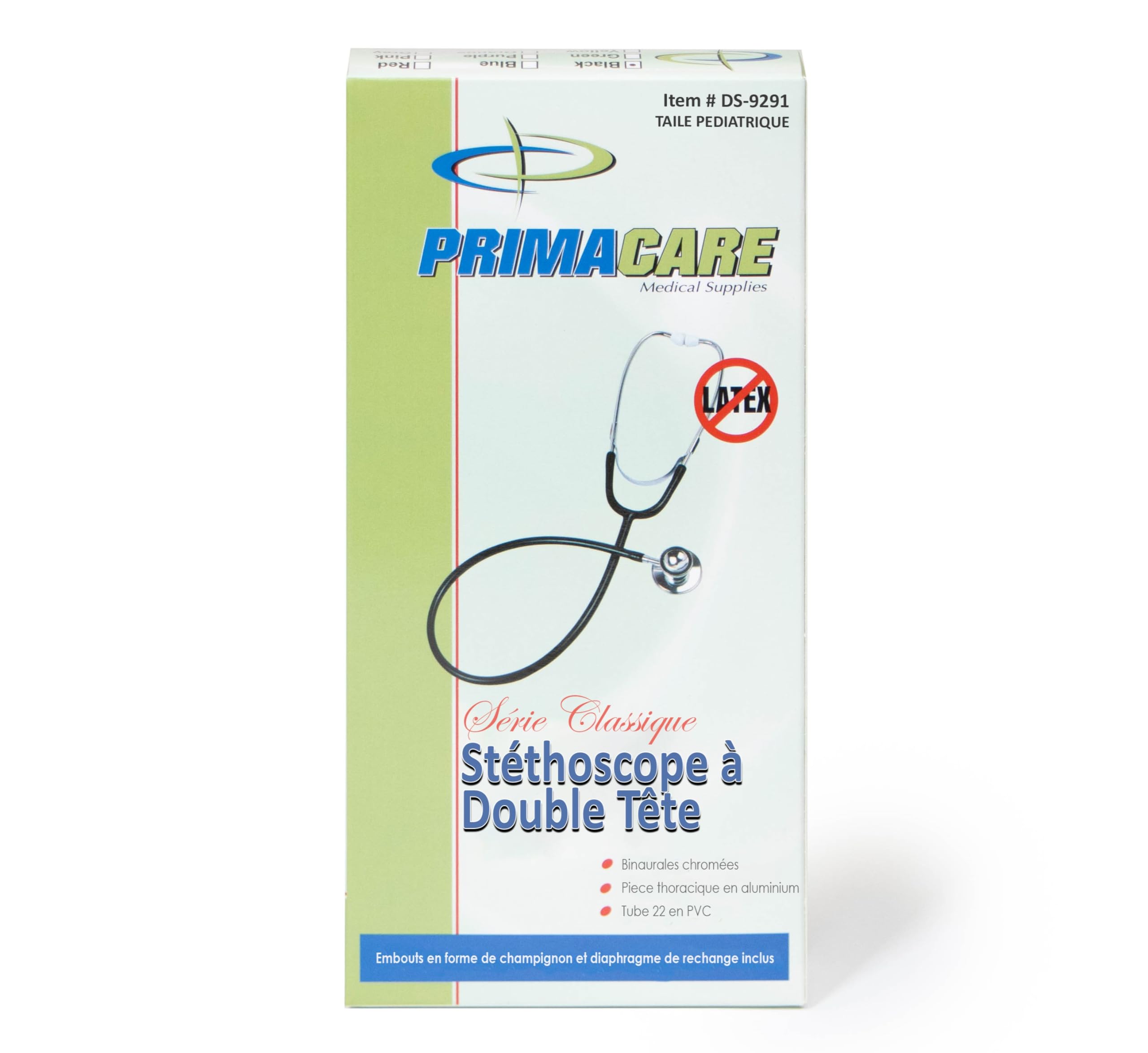 Primacare DS-9291-BK Pediatric Size 22 Inch Stethoscope for Clinical and Screening Instruments, Lightweight and Aluminum Dual Head Flexible Stethoscope, Black