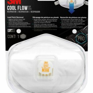 3M N100 Lead Paint Removal Valved Respirator 8233, 1 Pack, COOL FLOW Exhalation Valve, NIOSH-APPROVED, Advanced Filter Media For Easy Breathing, Adjustable Noseclip, Soft Foam Faceseal (8233PA1-B-PS)