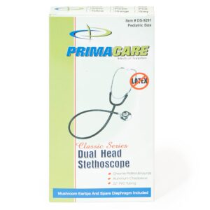 Primacare DS-9291-BK Pediatric Size 22 Inch Stethoscope for Clinical and Screening Instruments, Lightweight and Aluminum Dual Head Flexible Stethoscope, Black