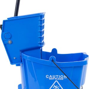 Carlisle FoodService Products Mop Bucket with Side-Press Wringer for Floor Cleaning, Restaurants, Offices, And Janitorial Use, Polyproylene, 26 Quarts, Blue