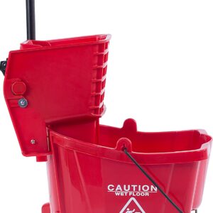 Carlisle FoodService Products Mop Bucket with Side-Press Wringer for Floor Cleaning, Restaurants, Offices, And Janitorial Use, Polyproylene, 26 Quarts, Red