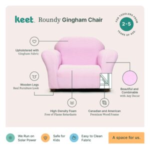 Keet Roundy Kid's Chair Gingham Kids Chair, Comfortable and Durable Kids Chair, Kids Armchair Easy to Coordinate, Kids Bedroom Chair, Comfy, Ages 2-5 Years, Kid Sofa Chair