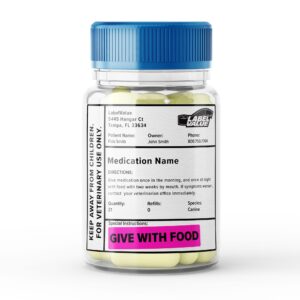 Give with Food Veterinary Labels/Stickers, 500 Labels/Roll, 0.375" x 1.625", Fluorescent Pink - Medicine Labels for Pharmacy, Prescription & Care Instructions, Pharmacy Stickers | LabelValue.com