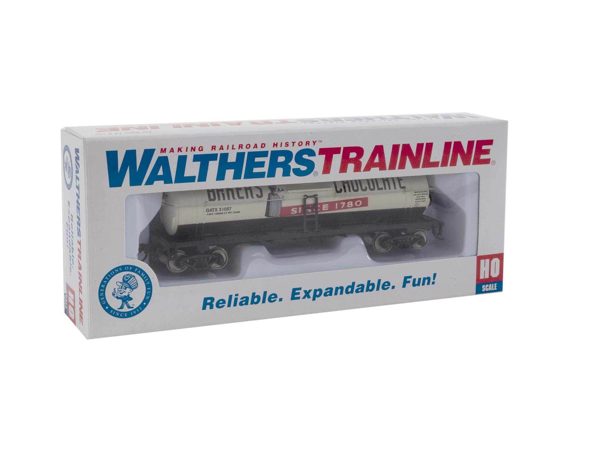 Walthers Trainline HO Scale Model 40' Tank Car - Baker's Chocolate GATX 31057