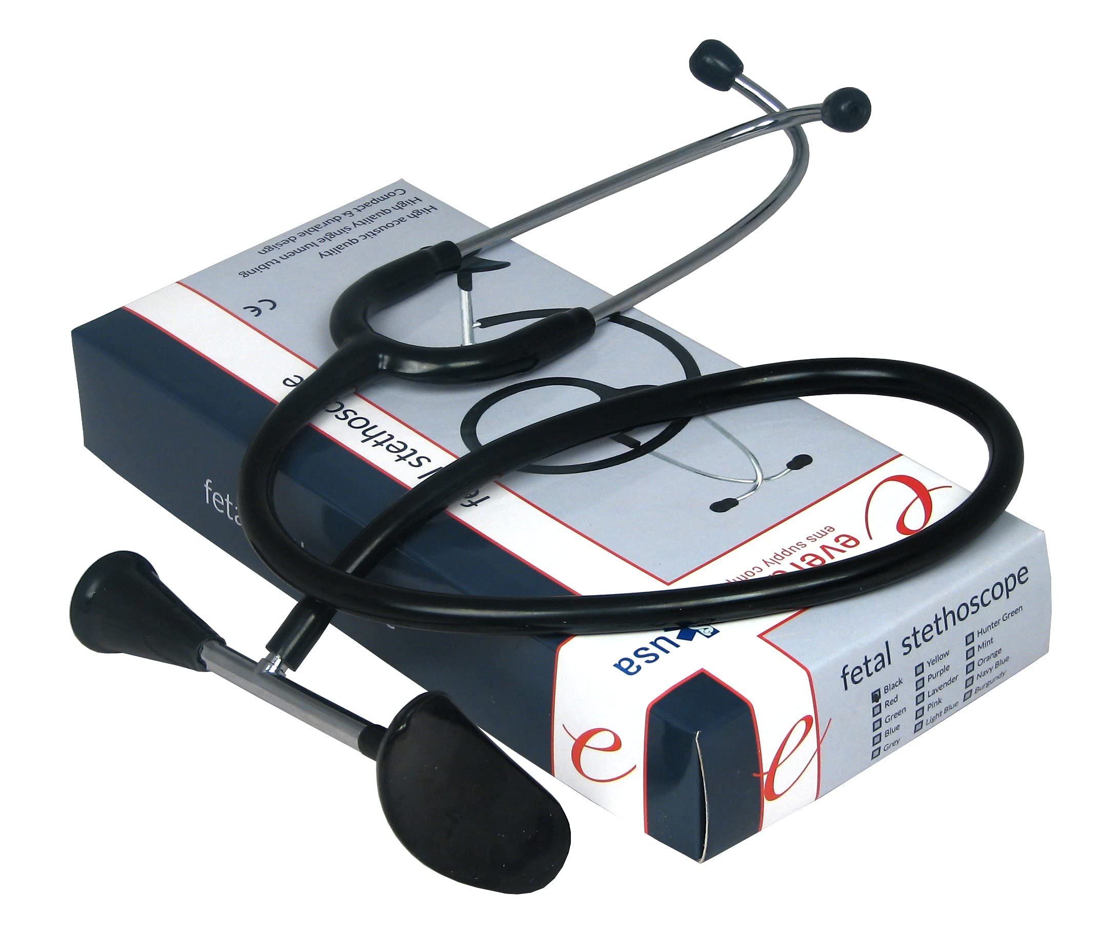 Dixie EMS Fetal Stethoscope for Baby’s Heartbeat Detection, Latex-Free Fetoscope with Pinard Horn and Soft Earbuds, 22”