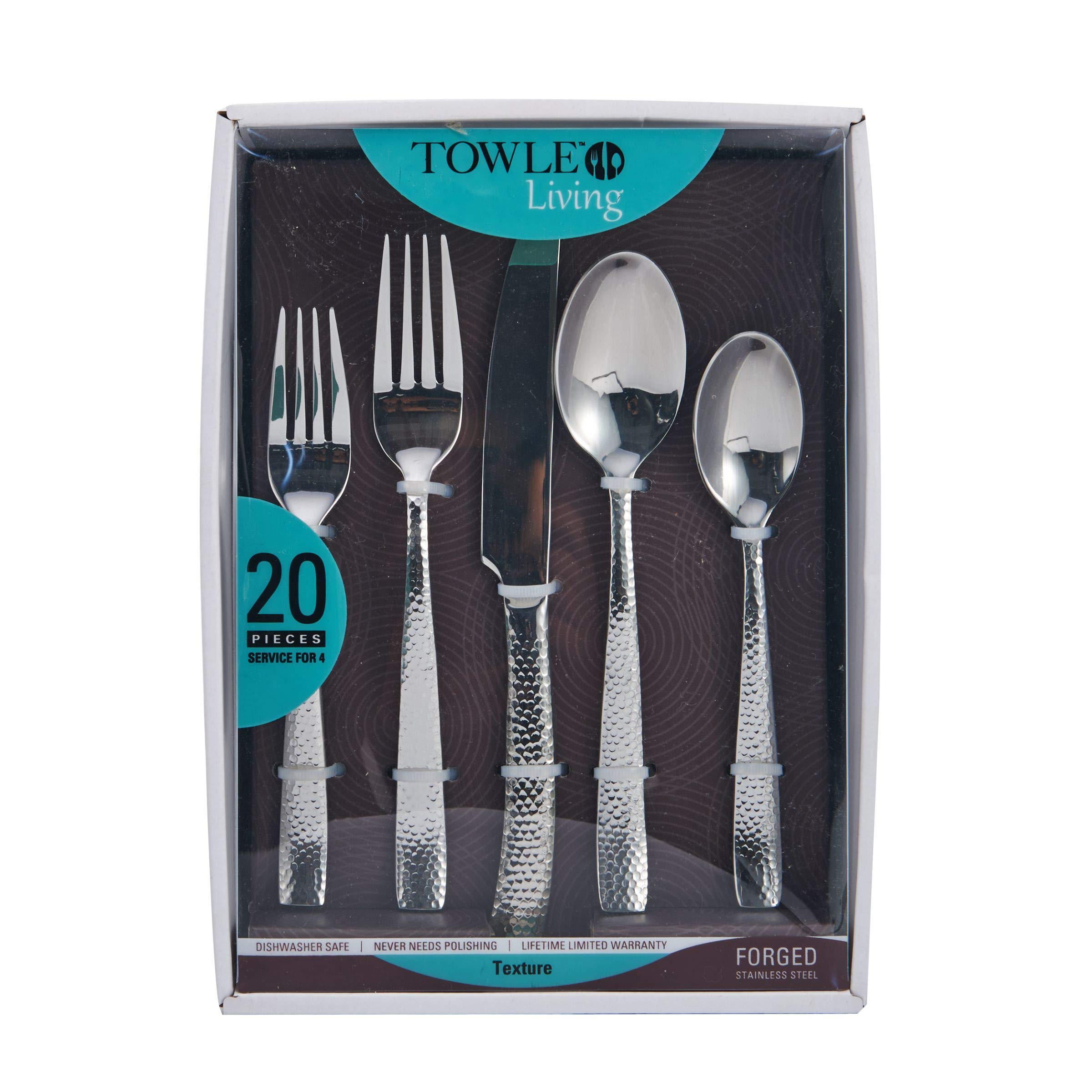 Towle Living 20-Piece Texture Stainless Steel Flatware Set, Service for 4